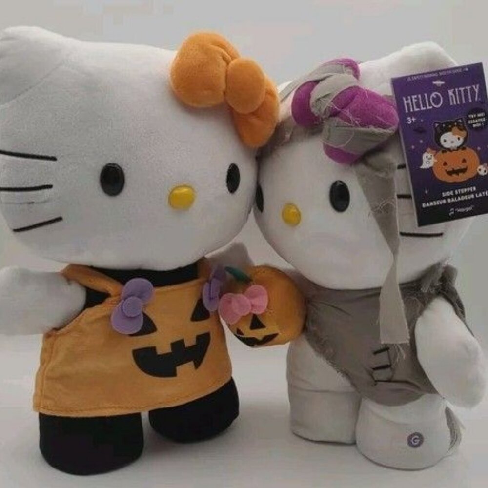 Sanrio Dancing Hello Kitty Halloween Mummy & Pumpkin Greeter Sidestepper NWT